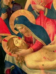 Kruisafneming, detail van de Maagd Maria, 1436